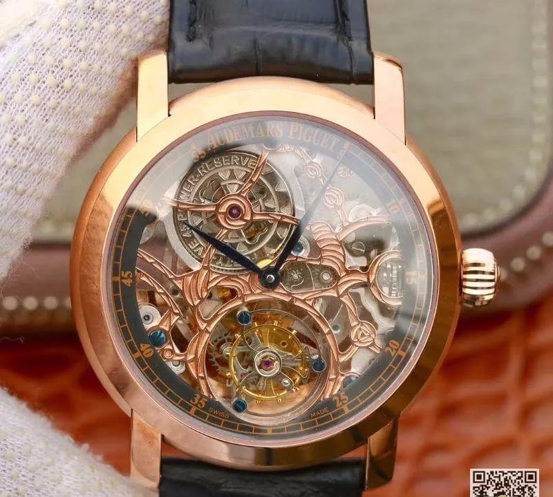 Audemars Piguet JULES 26357PT.ZZ.D028CR.01 1:1 Best Edition Replica Watch Swiss Tourbillon Black Leather Strap